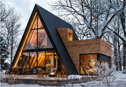 Cabaña A-Frame Orión 89 con módulo lateral